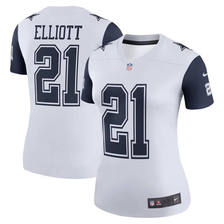 Women's Nike Ezekiel Elliott White Dallas Cowboys Color Rush Legend Player Jersey Size: Medium