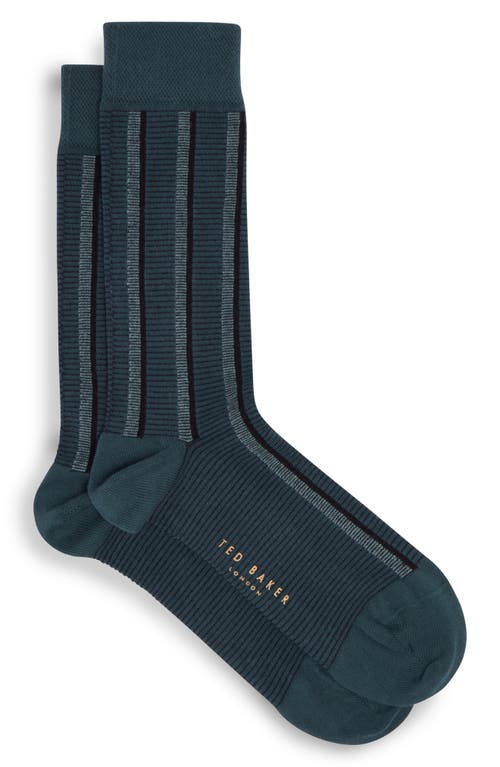 Ted Baker London Hotday Vertical Stripe Organic Cotton Blend Dress Socks in Green at Nordstrom