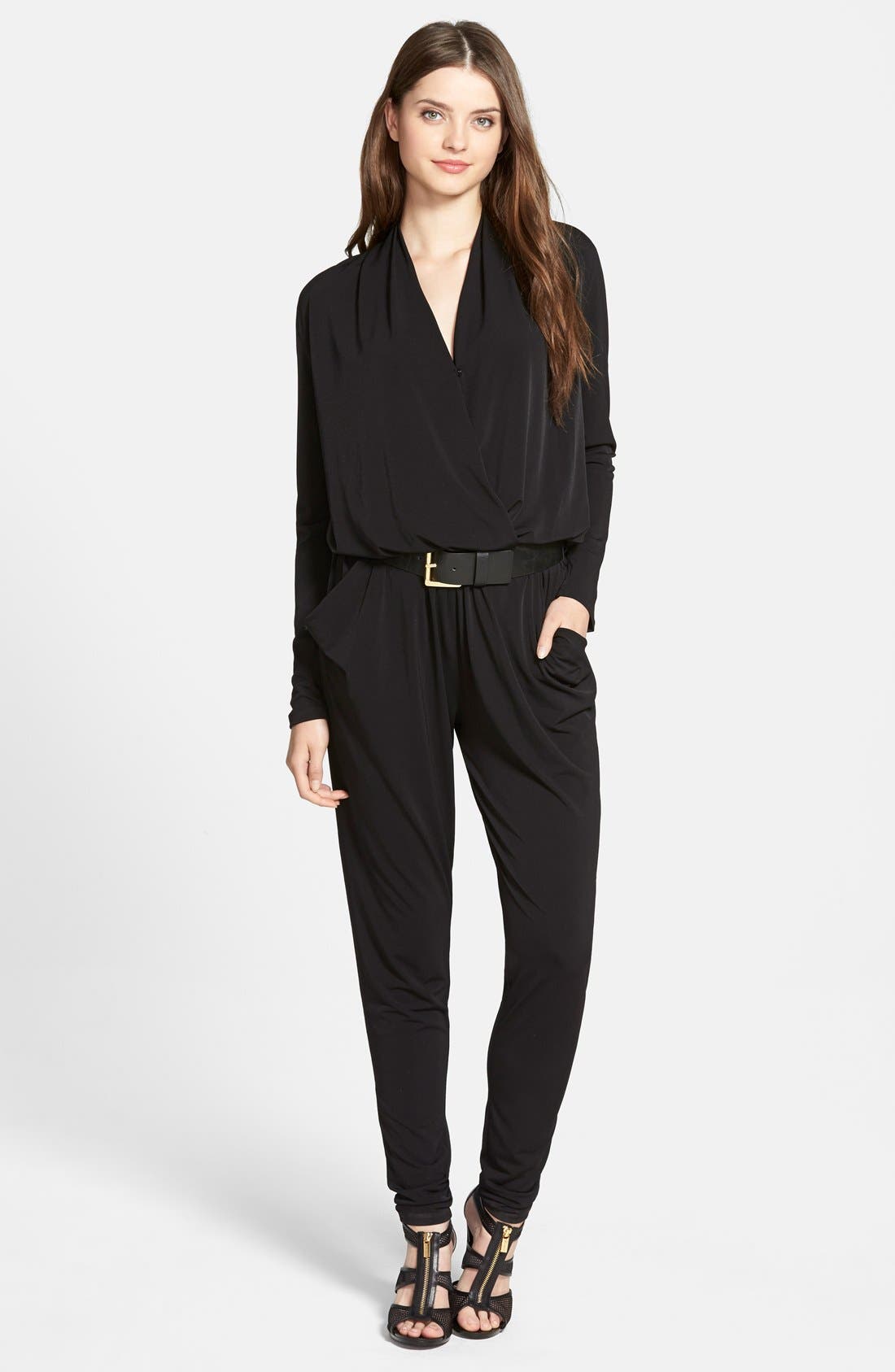 MICHAEL Michael Kors Belted Faux Wrap Jumpsuit (Regular & Petite