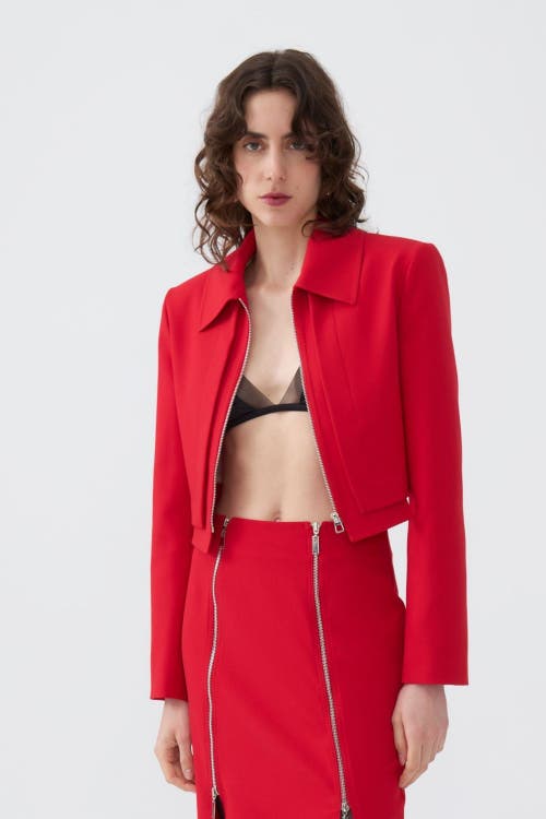 Shop Nocturne Shoulder Pad Jacket In Red