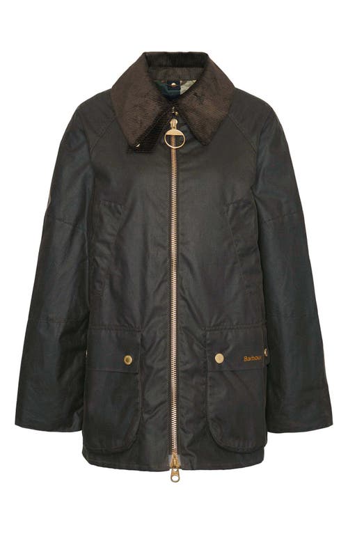 Barbour Black Cotton Allerston Wax Coat In Black
