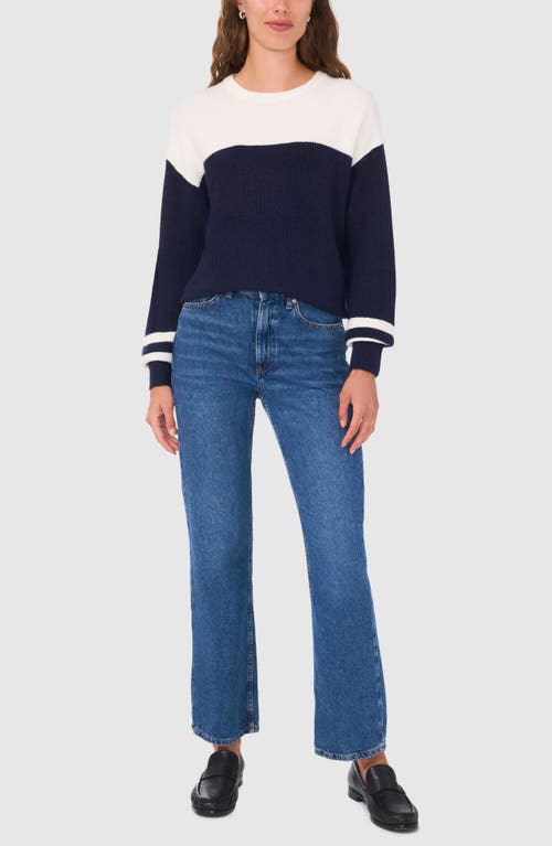 Shop Halogenr Halogen(r) Colorblock Stripe Sleeve Sweater In Classic Navy