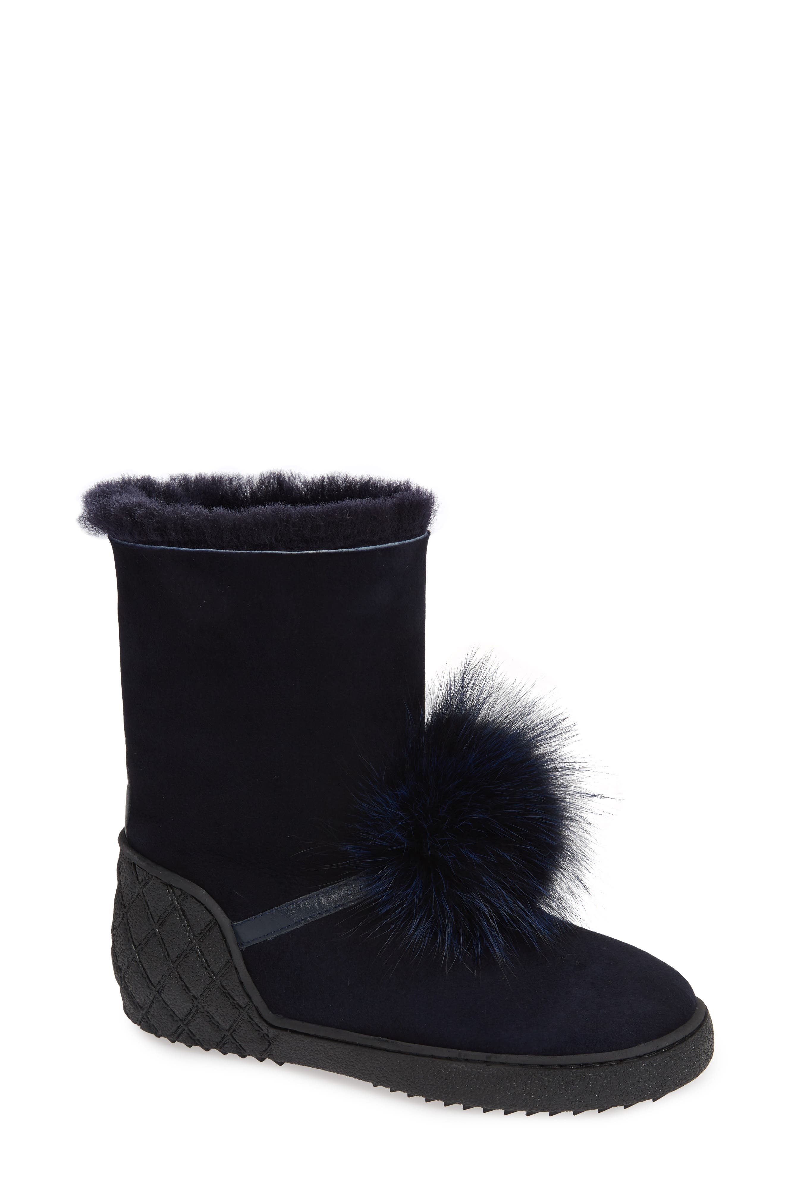 Sheridan Mia Toto Genuine Fox Fur Bootie, Blue