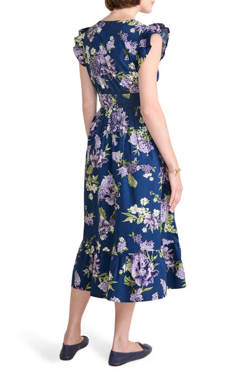 Shop Vineyard Vines Ruffle Hem Cotton Stretch Poplin Dress In Tabatha Floral