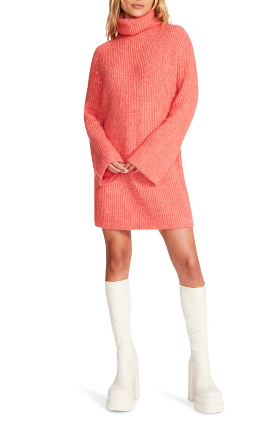 Steve Madden Abbie Long Sleeve Sweater Minidress In Orange Dot Com