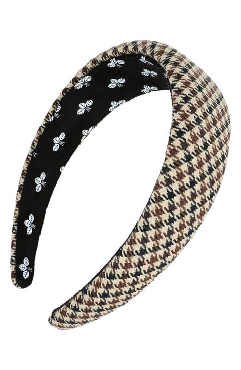 Dior Band Houndstooth Headband Black and White Embroidery