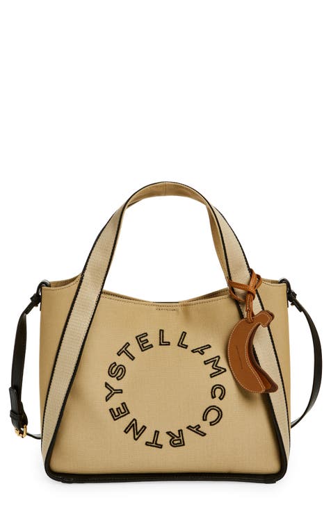 Large Embroidered Logo Canvas Convertible Tote