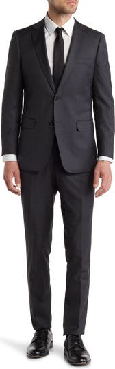 Cavalli Class Slim Fit Charcoal Solid Notch Lapel Wool Suit | Nordstromrack