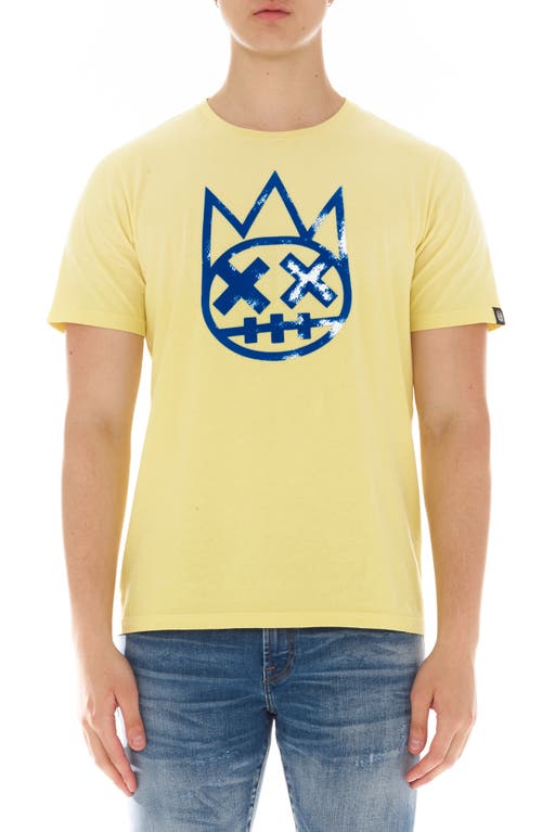 Shop Cult Of Individuality Shimuchan Flocked Logo Cotton Graphic T-shirt In Vintage Yellow