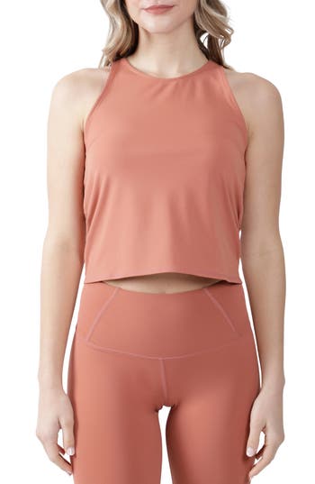 Shop Yogalicious Open Back Sleeveless Top In Cedarwood