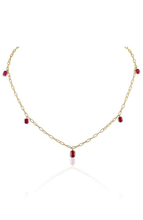 Ruby Tinsel Charm Chain Necklace in Yellow Gold/Ruby