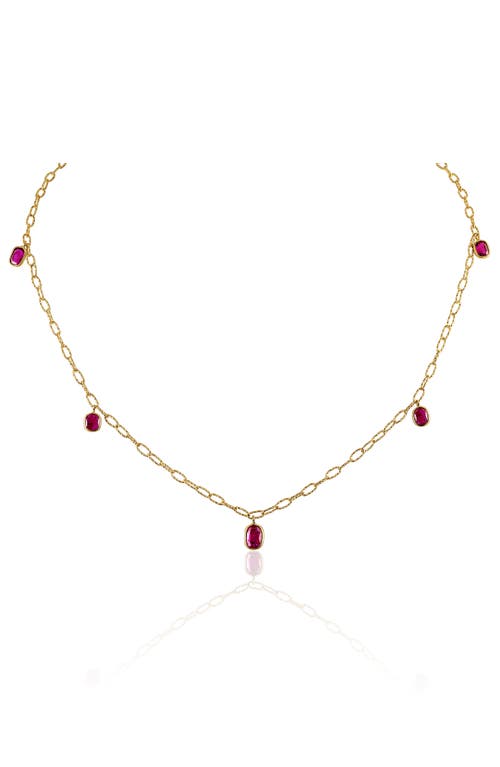 Mindi Mond Ruby Tinsel Charm Chain Necklace In Yellow Gold/ruby