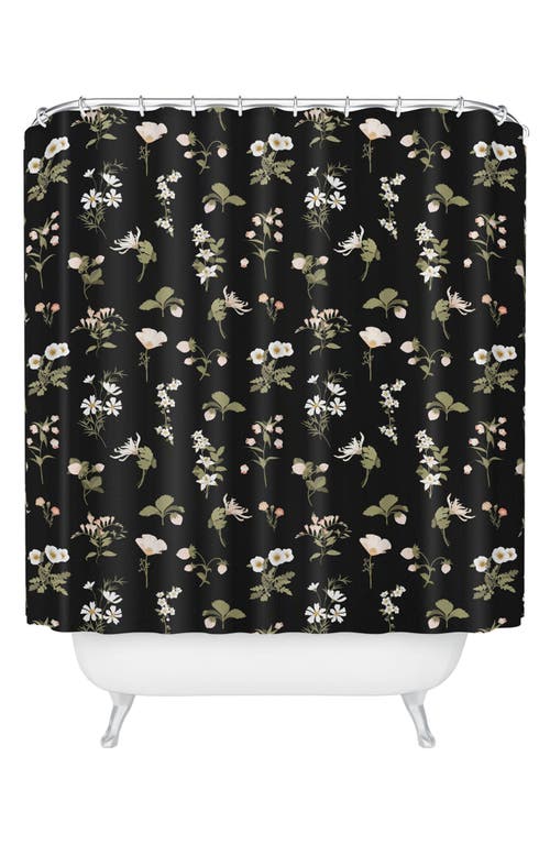 Deny Designs Pineberries Botanical Shower Curtain in Black at Nordstrom