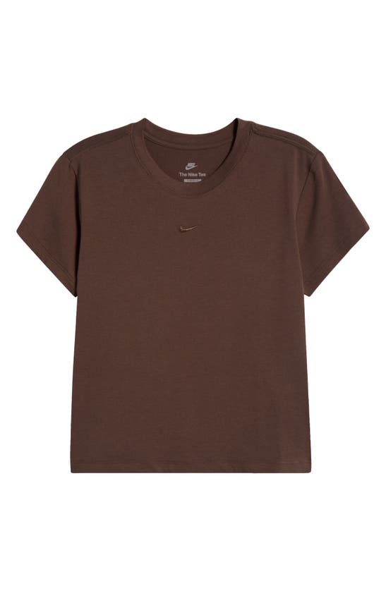 Shop Nike Sportswear Club Chill Knit Mod Crop T-shirt In Baroque Brown/ Baroque Brown