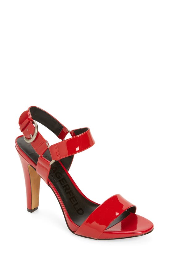 Shop Karl Lagerfeld Paris Cieone Ankle Strap Sandal In Engine Red