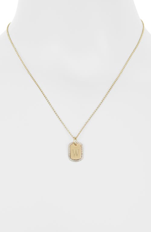 Meshmerise Diamond Initial Dog Tag Pendant Necklace In Yellow-w