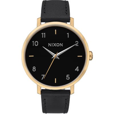 Nixon The Arrow Leather Strap Watch,