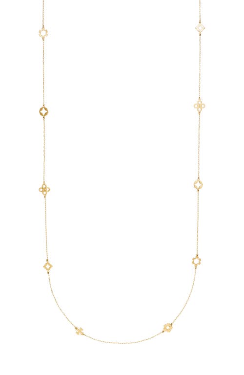 Tory Burch Kira Clover Long Station Necklace In Tory Gold