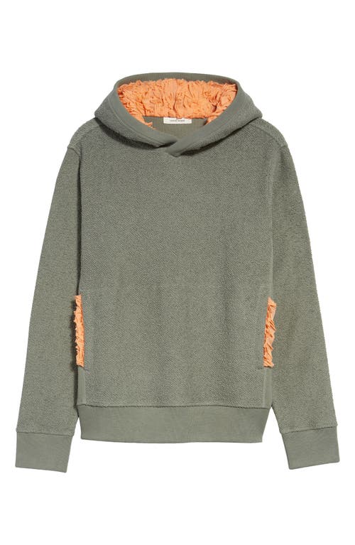 Craig Green Men's Internal Frill Cotton Hoodie in Green/Peach