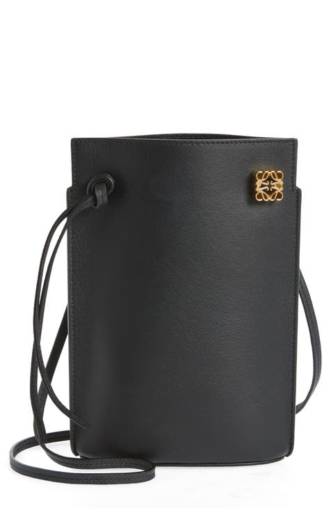 Loewe Women Gate Bucket Handle Bag in Anagram Linen and Calfskin