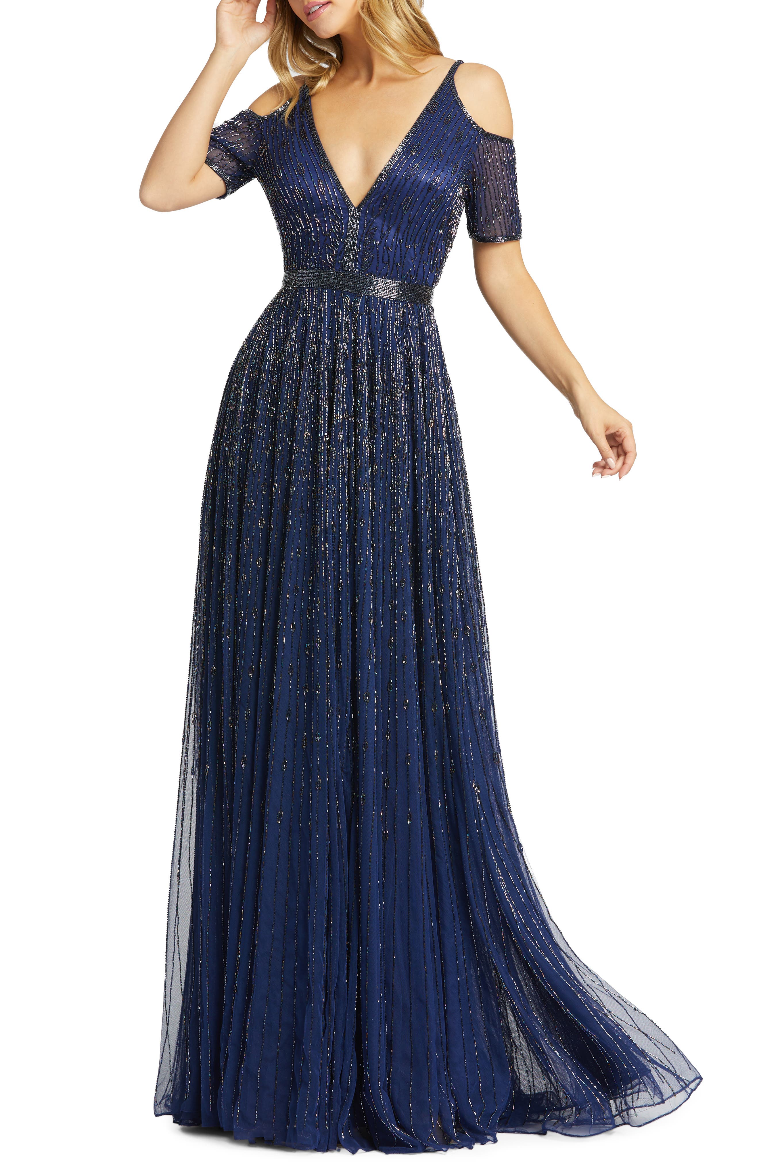 nordstrom navy blue long dress