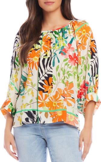 Karen Kane Floral Print Blouson Sleeve Top | Nordstrom