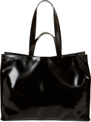 Logo Embossed Faux Leather East/West Tote