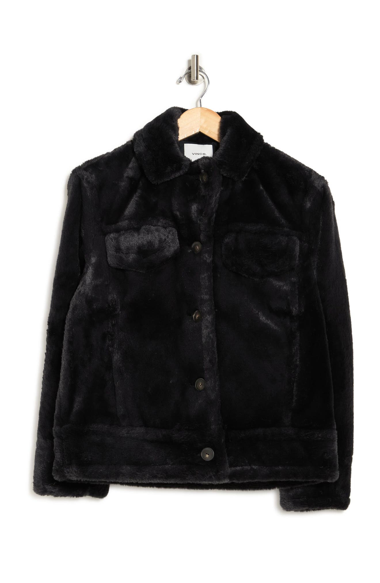 vince faux fur trucker jacket