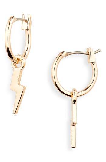 Shop Stephan & Co. Lightning Bolt Huggie Hoop Earrings In Gold