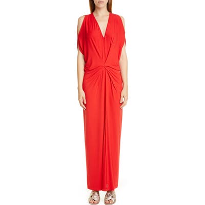 Zero + Maria Cornejo Miu Cold Shoulder Sim Jersey Maxi Dress, Red