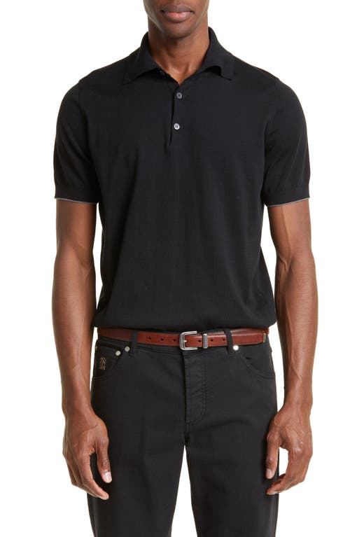 Brunello Cucinelli Short Sleeve Cotton Polo Ch101 Black at Nordstrom, Us