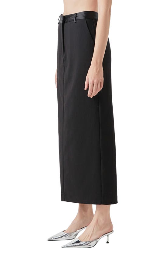 Shop Grey Lab High Waist Satin Trim Maxi Skirt In Black