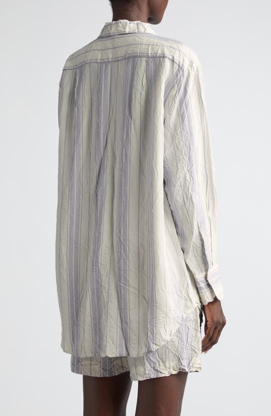 BITE STUDIOS BITE STUDIOS PORTICO STRIPE RUMPLED SATIN BUTTON-UP SHIRT
