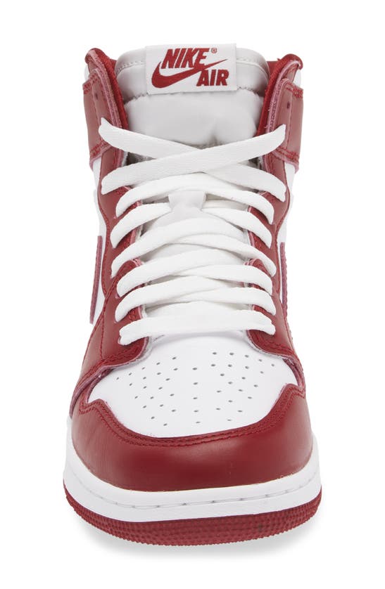 Shop Jordan Kids' Air  1 Retro High Basketball Shoe In White/ Team Red