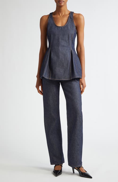 Shop Bite Studios Godet Organic Cotton Denim Tank In Dark Blue Wash