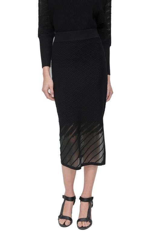 DKNY Illusion Rib Sweater Skirt in Black 