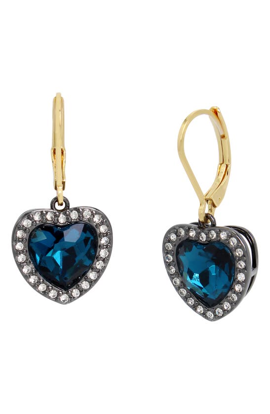Shop Kurt Geiger London Heart Halo Drop Lever Back Earrings In Blue