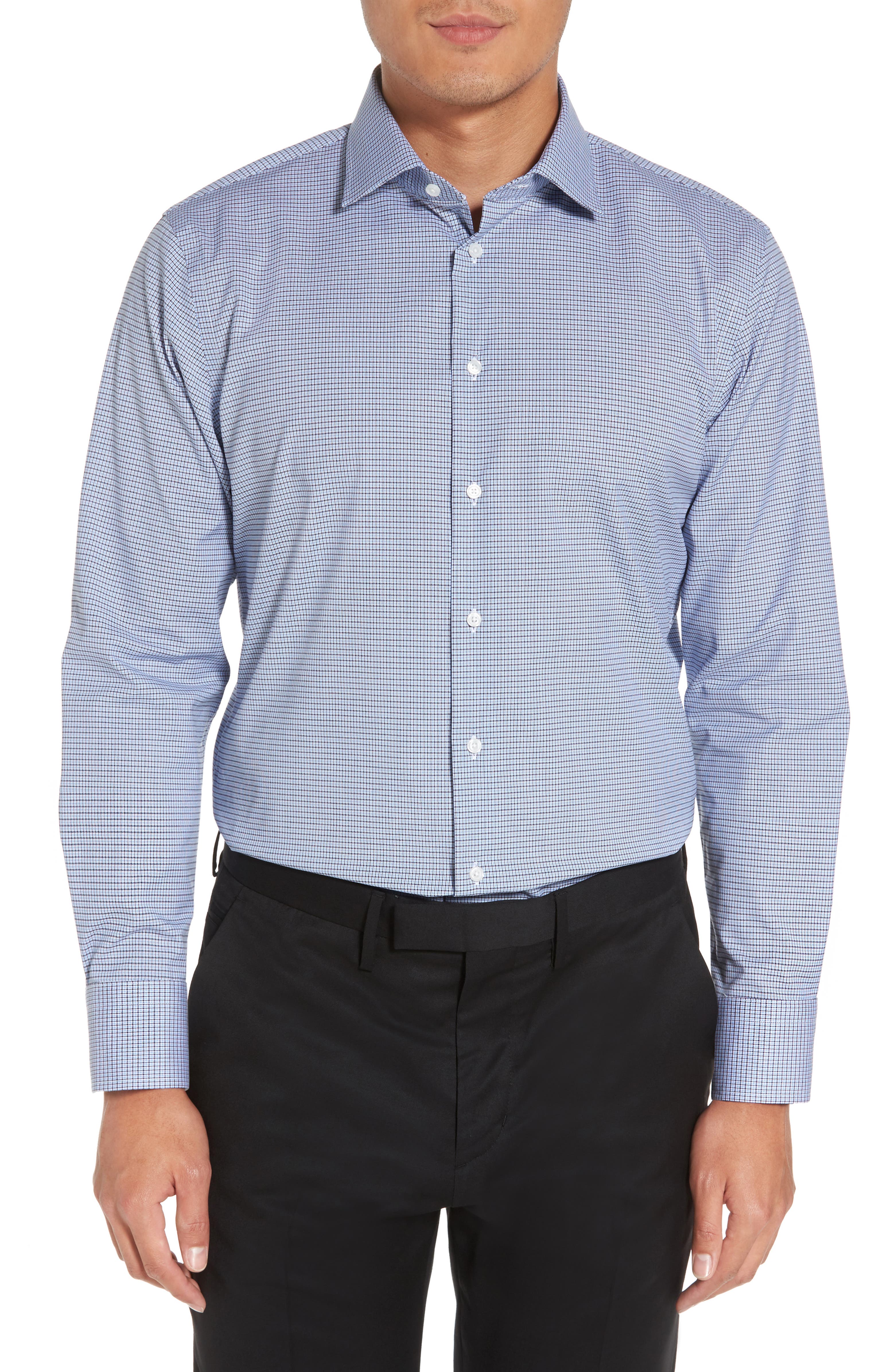 Calibrate Trim Fit Non-Iron Check Stretch Dress Shirt | Nordstrom