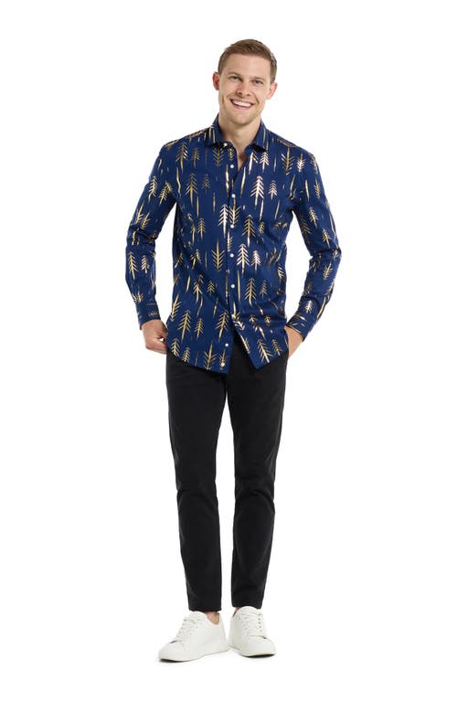 Shop Opposuits Terrific Trees Tailored Fit Dress Shirt In Blue