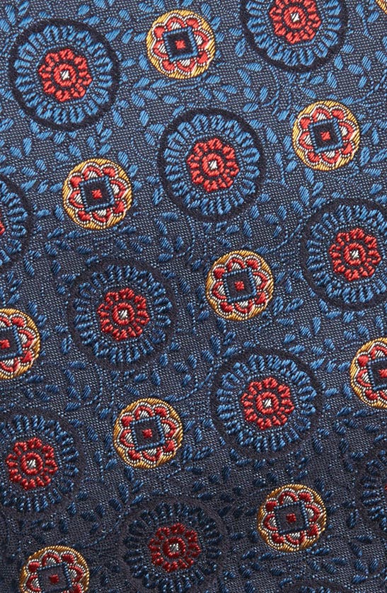 Shop Canali Medallion Silk Tie In Dark Blue