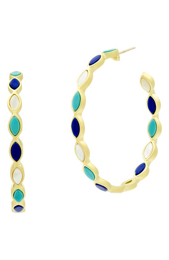 FREIDA ROTHMAN COLOR THEORY MARQUISE HOOP EARRINGS,YE020376B-M-14K