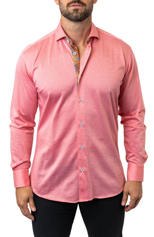 Maceoo Einstein Stretchcooper 07 Contemporary Fit Button-Up Shirt Pink at Nordstrom,