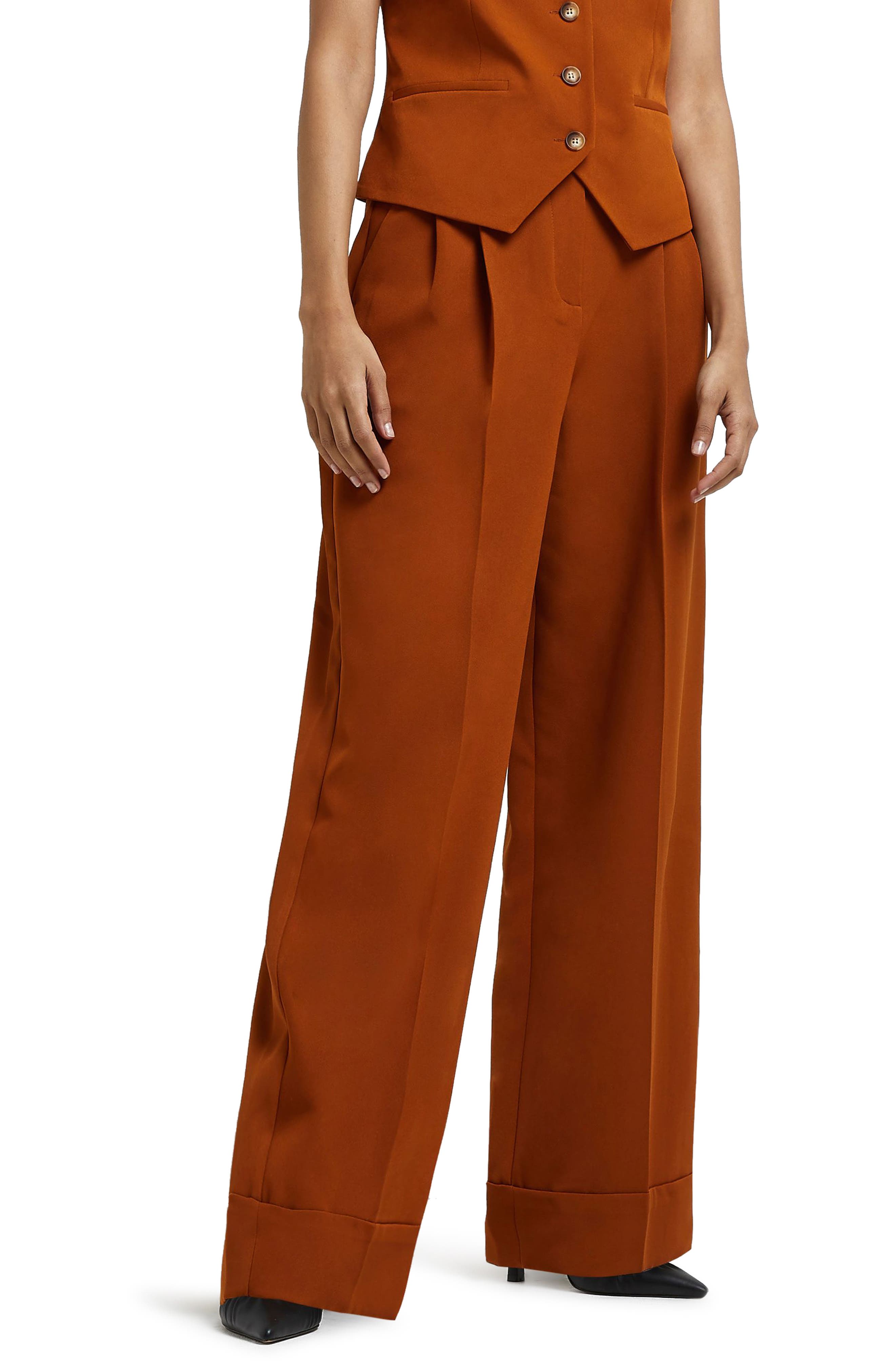 River Island Women's Pleat Front Wide Leg Trousers Nordstrom