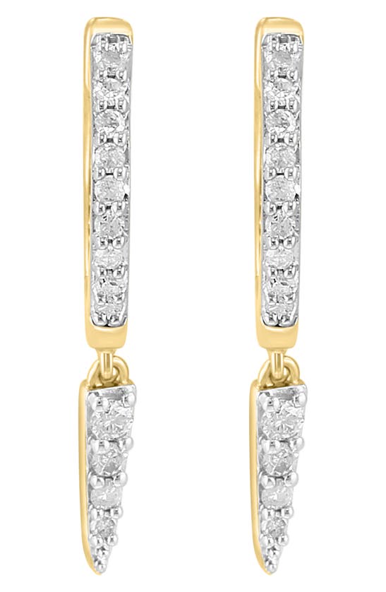 Effy 14k Gold Plated Pavé Diamond Drop Huggie Hoop Earrings In Silver Plated Yellow