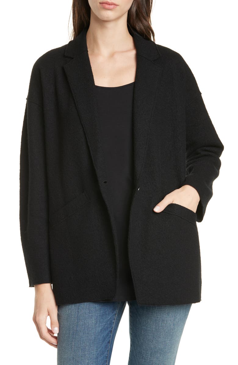 Eileen Fisher Notched Collar Oversize Wool Jacket (Regular & Petite ...