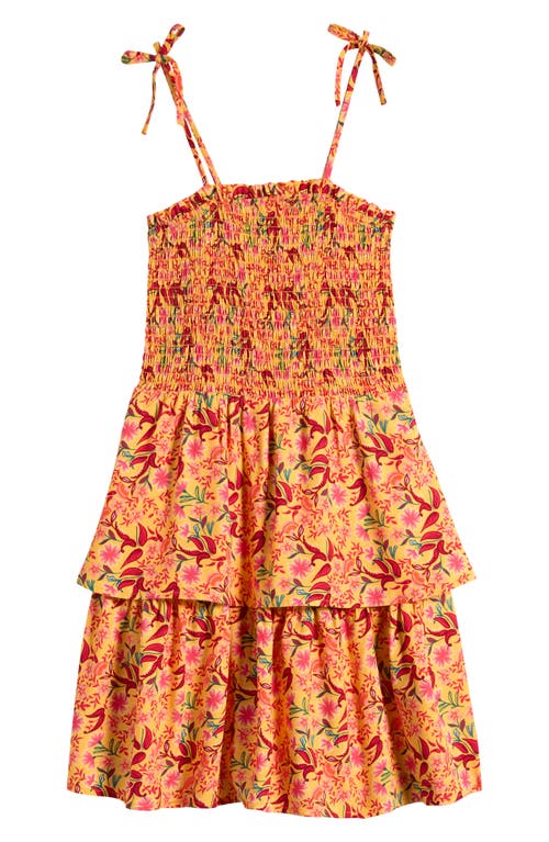 WALKING ON SUNSHINE WALKING ON SUNSHINE KIDS' FLORAL SMOCKED TIERED SUNDRESS 