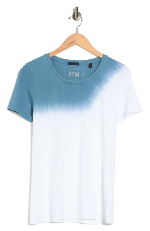 Shop Atm Anthony Thomas Melillo Tie-dye Crewneck T-shirt In White/antique Blue