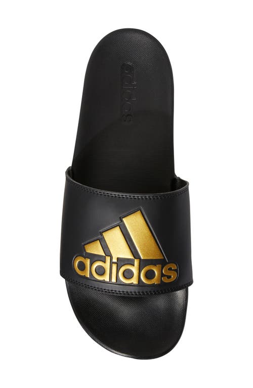 Shop Adidas Originals Adidas Adilette Comfort Slide Sandal In Black/gold Metallic/black