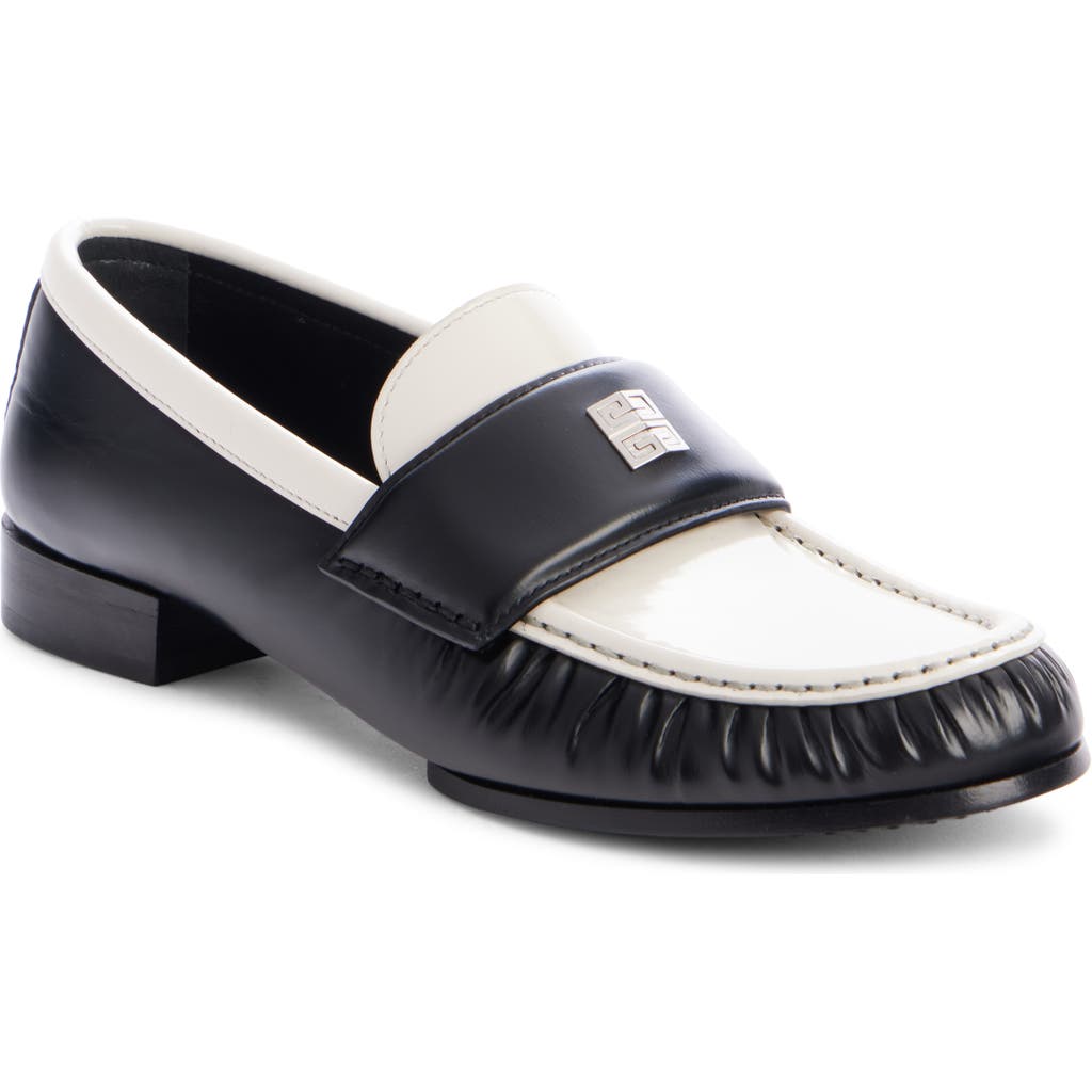 Shop Givenchy 4g Bicolor Loafer In Black/white