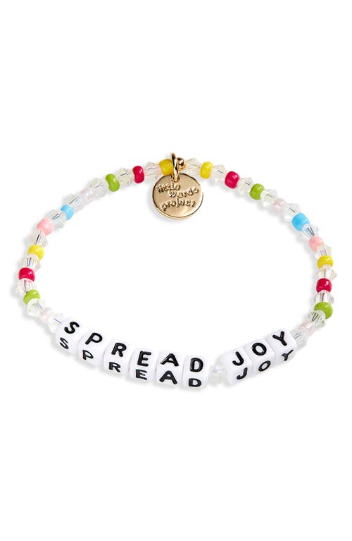 Little Words Project Spread Joy Beaded Stretch Bracelet in White Multi
